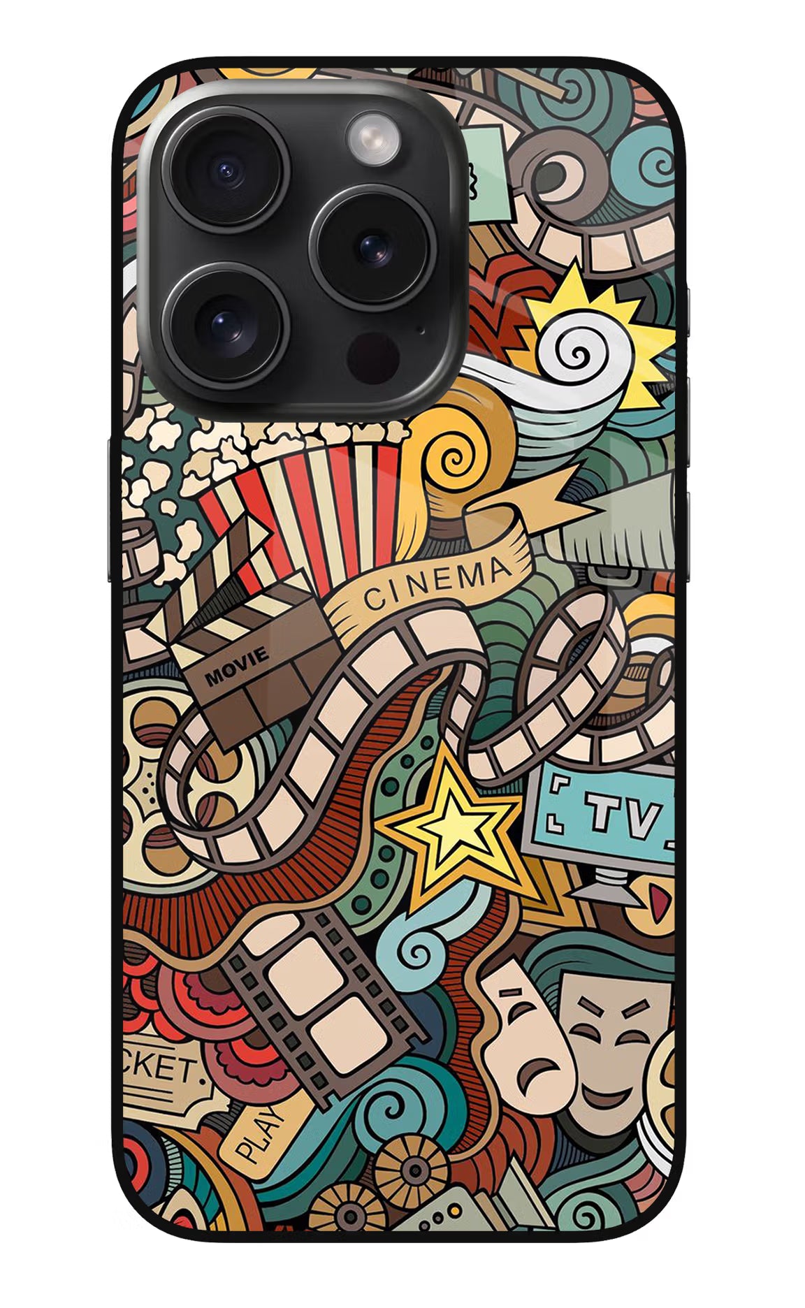 Cinema Abstract iPhone 15 Pro Glass Case Back Cover by Casekaro