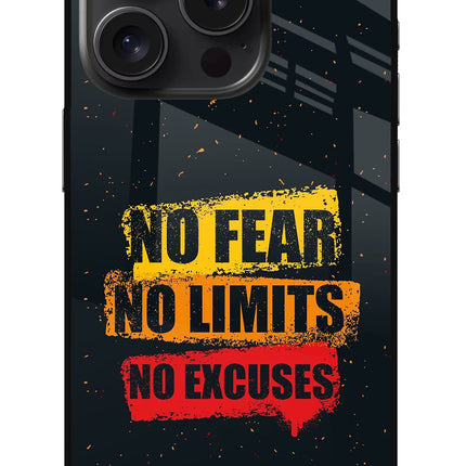 No Fear No Limits No Excuse iPhone 15 Pro Glass Case