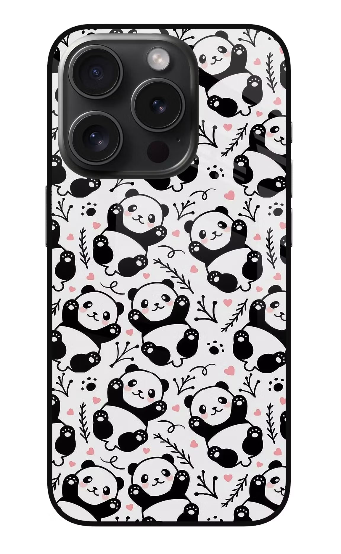 Cute Panda iPhone 15 Pro Glass Case Back Cover by Casekaro