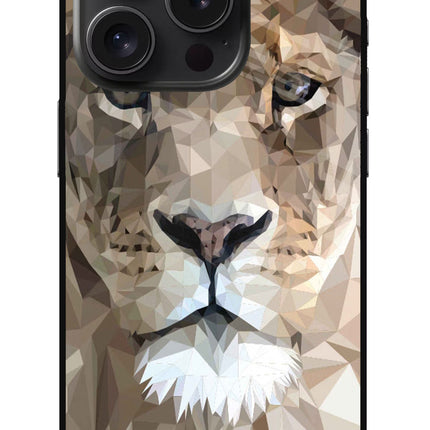 Lion Art iPhone 15 Pro Glass Case Back Cover by Casekaro