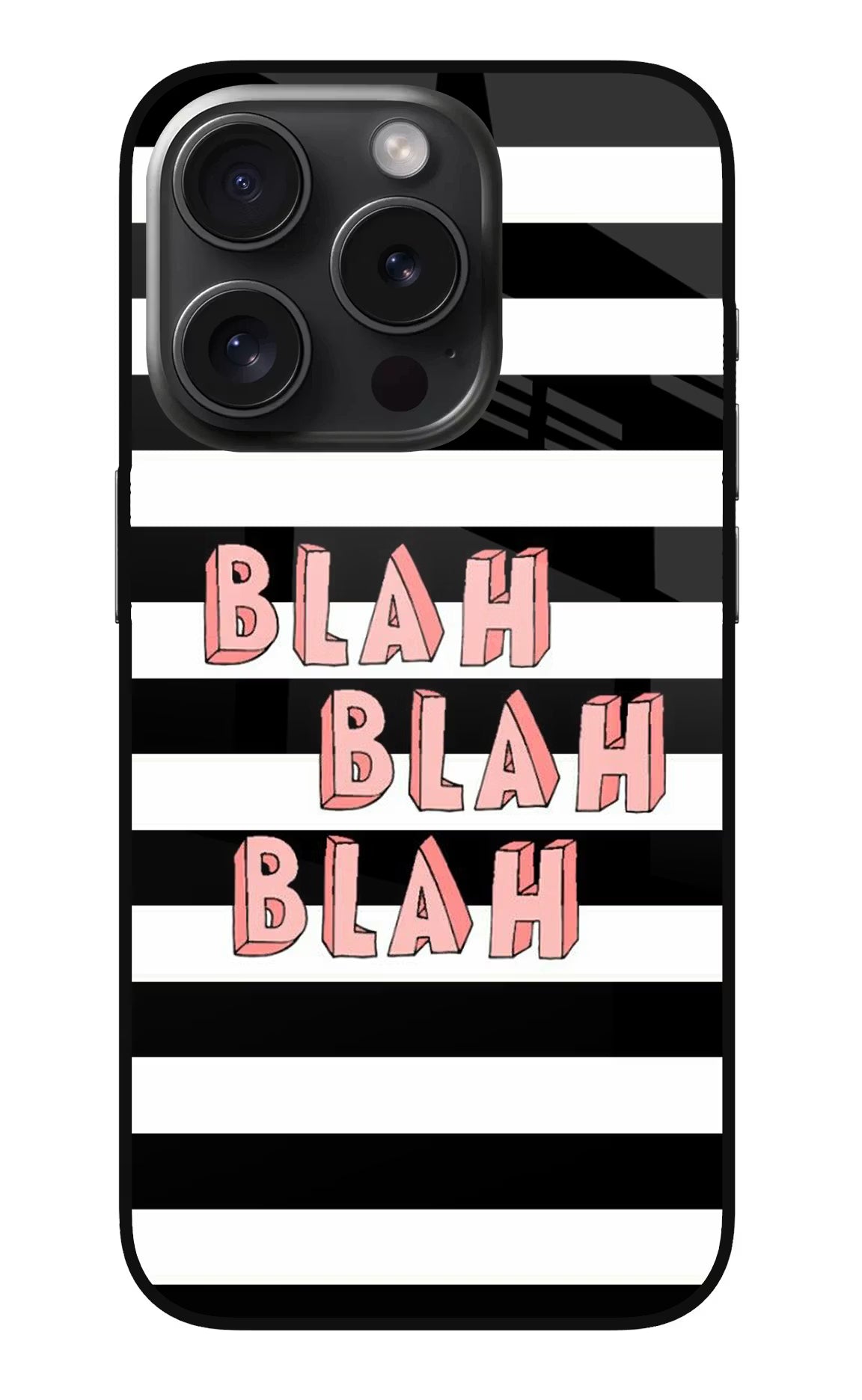 Blah Blah Blah iPhone 15 Pro Glass Case Back Cover by Casekaro