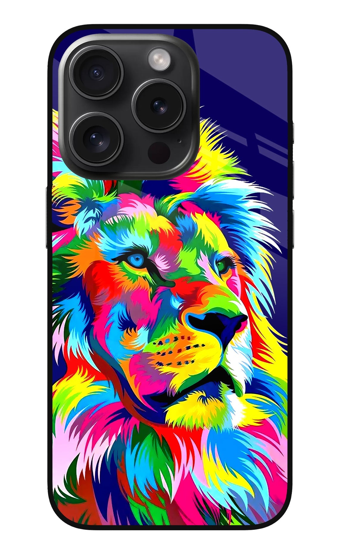 Vector Art Lion iPhone 15 Pro Glass Case