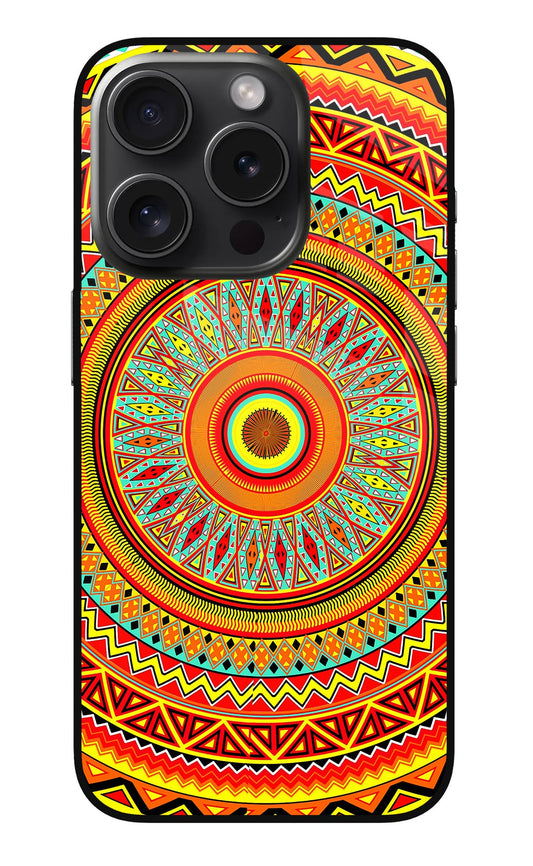 Mandala Pattern iPhone 15 Pro Glass Case