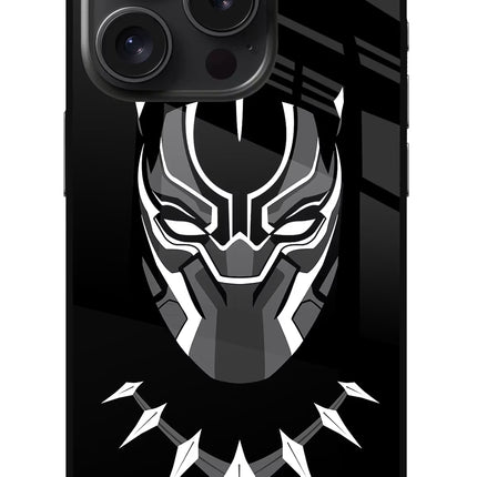 Black Panther iPhone 15 Pro Glass Case Back Cover by Casekaro