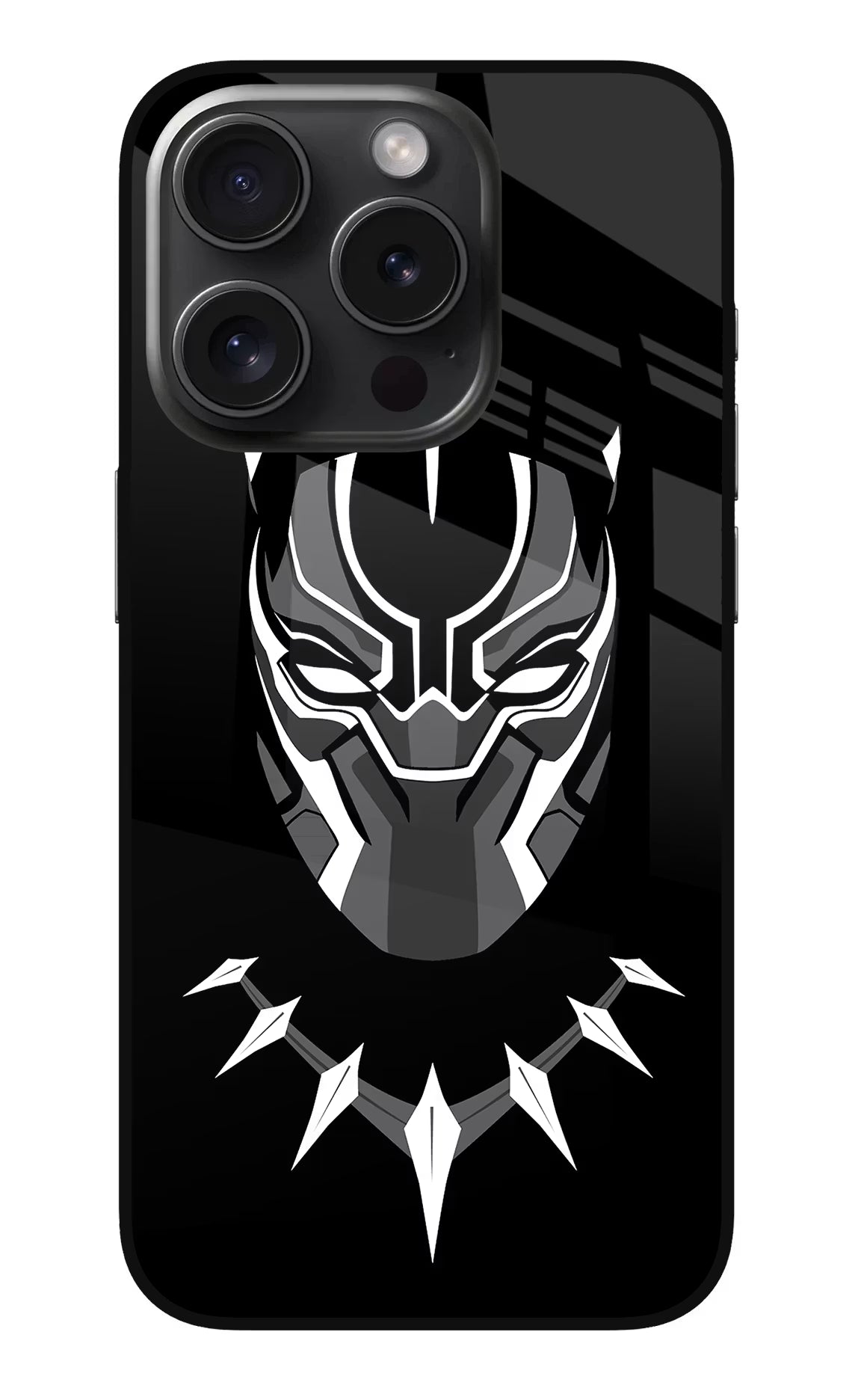 Black Panther iPhone 15 Pro Glass Case Back Cover by Casekaro