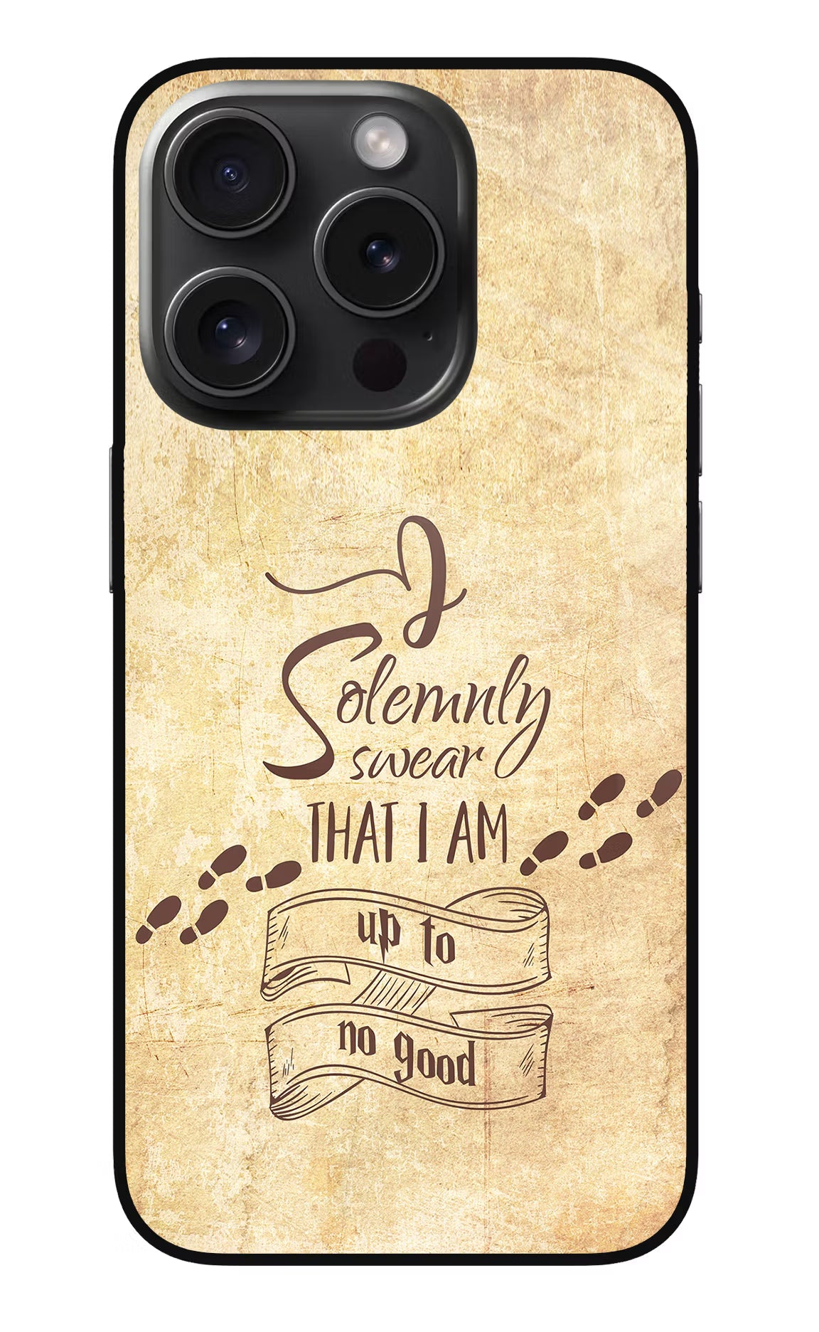 I Solemnly swear that i up to no good iPhone 15 Pro Glass Case Back Cover by Casekaro