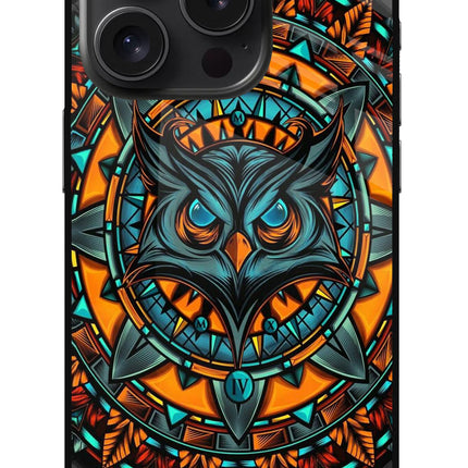 Angry Owl Art iPhone 15 Pro Glass Case Back Cover by Casekaro