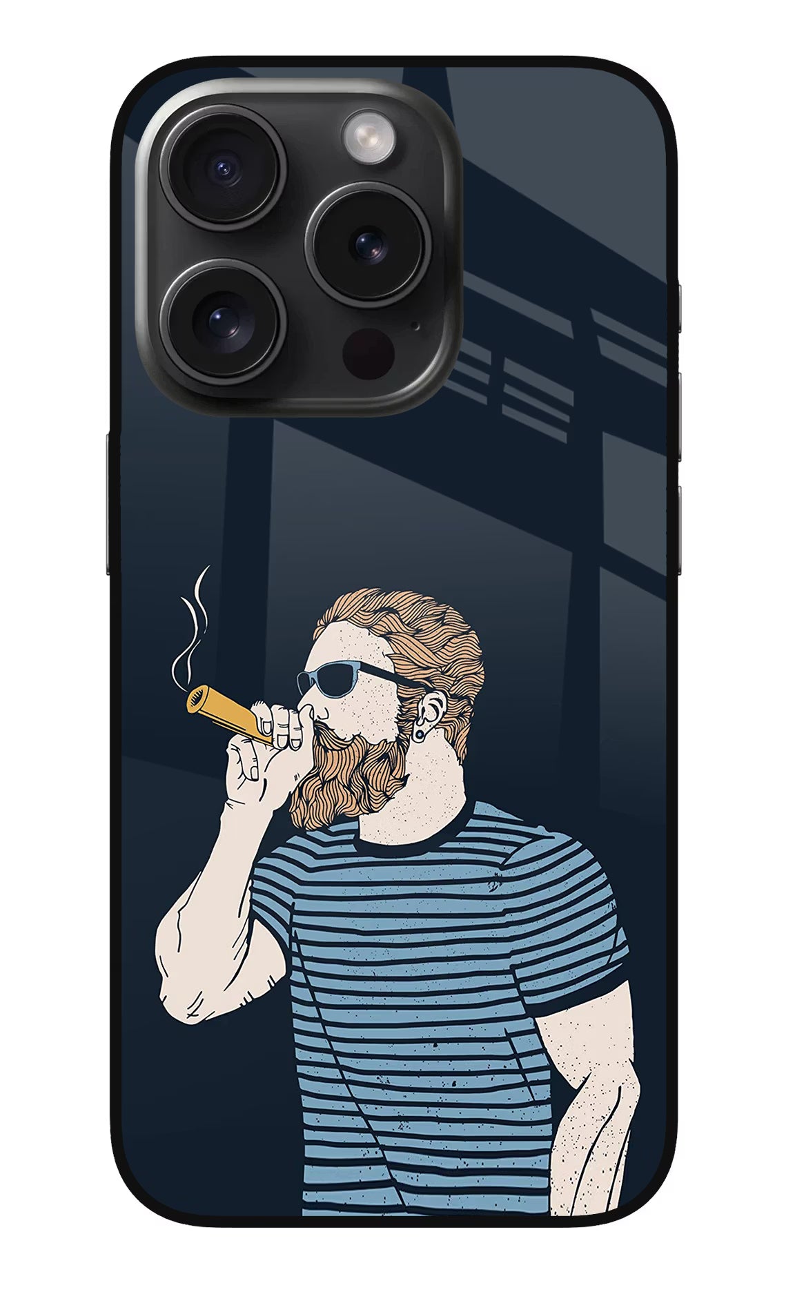 Smoking iPhone 15 Pro Glass Case Back Cover by Casekaro
