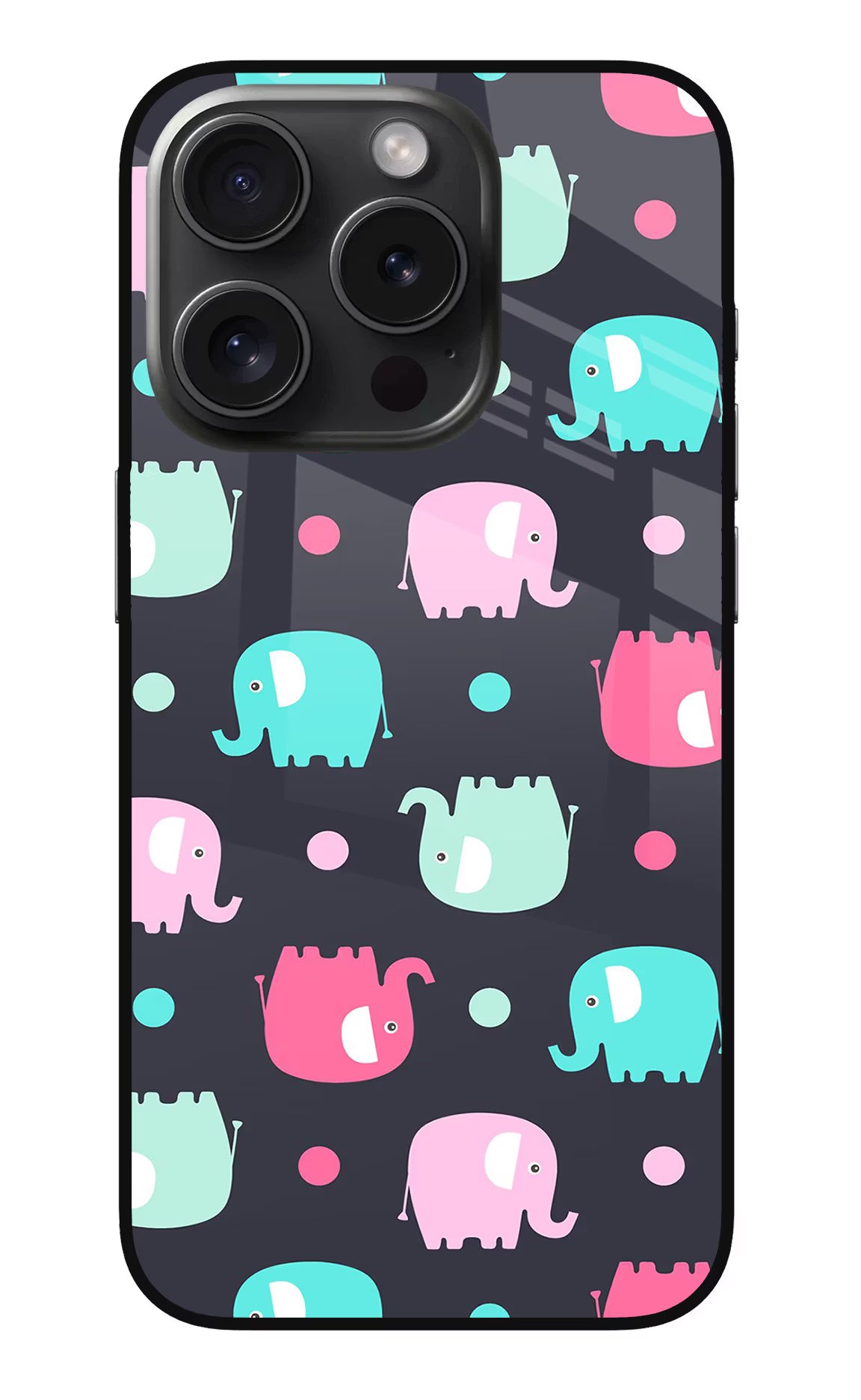 Elephants iPhone 15 Pro Glass Case Back Cover by Casekaro