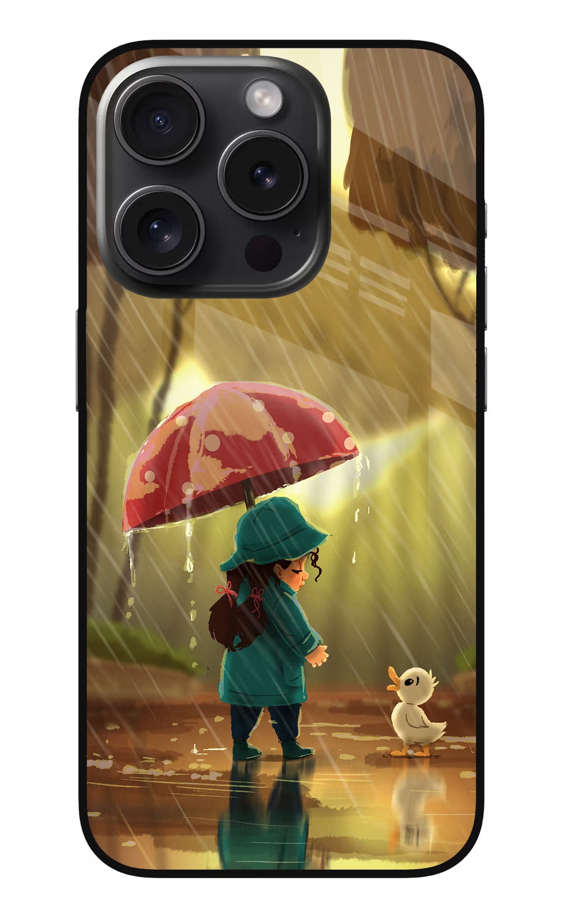 Rainy Day iPhone 15 Pro Glass Case Back Cover by Casekaro