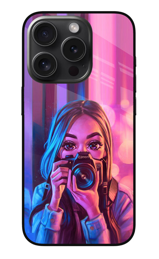 Girl Photographer iPhone 15 Pro Glass Case