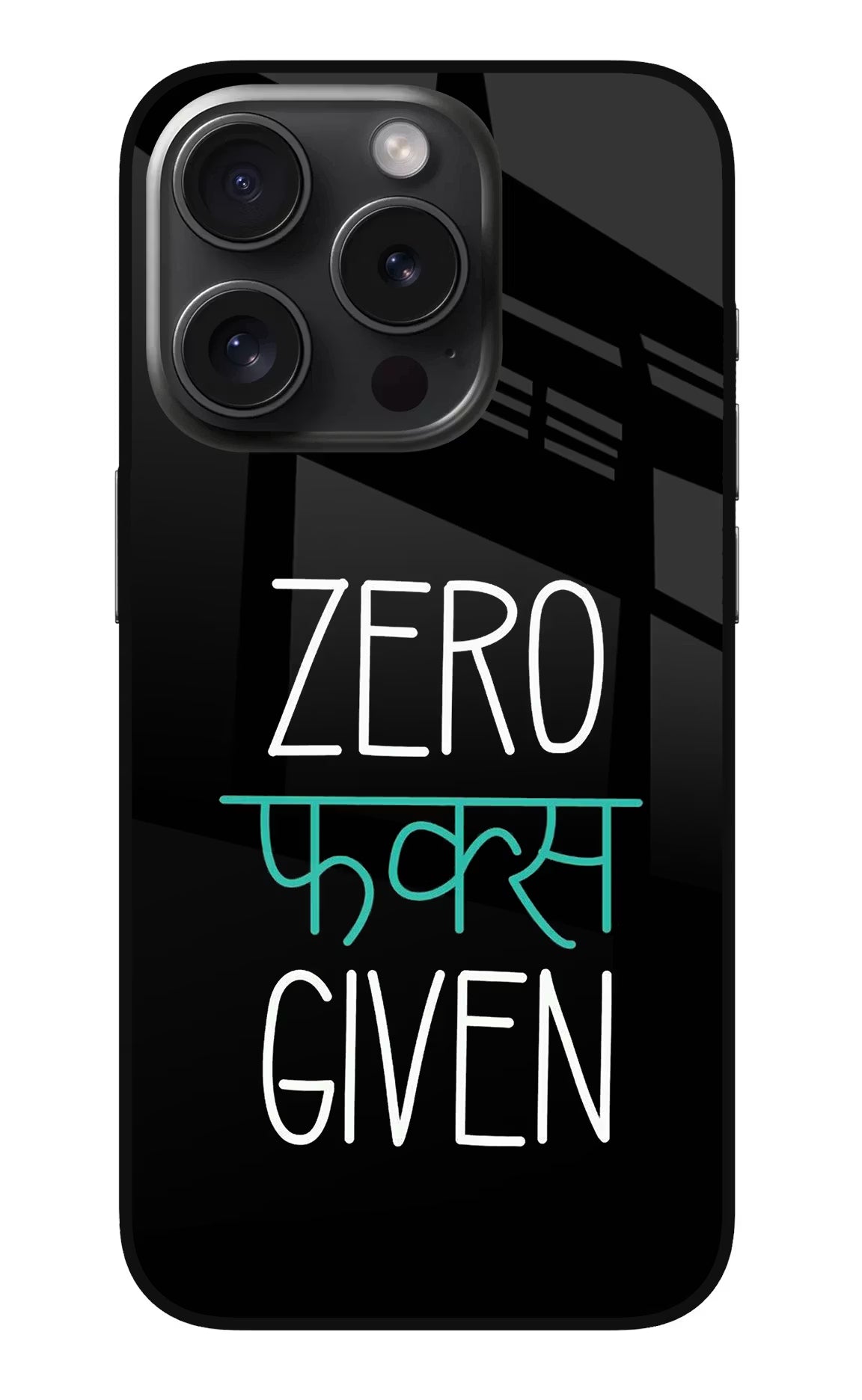 Zero Fucks Given iPhone 15 Pro Glass Case Back Cover by Casekaro