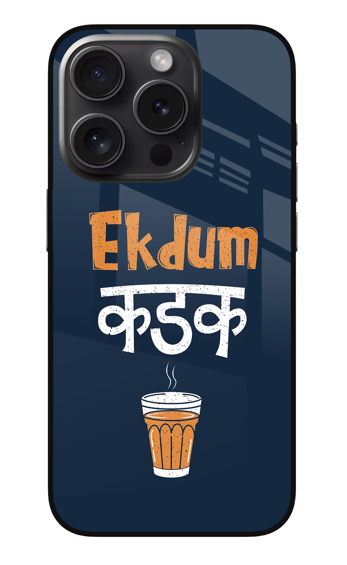 Ekdum Kadak Chai iPhone 15 Pro Glass Case Back Cover by Casekaro