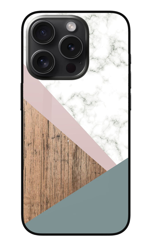 Marble wood Abstract iPhone 15 Pro Glass Case