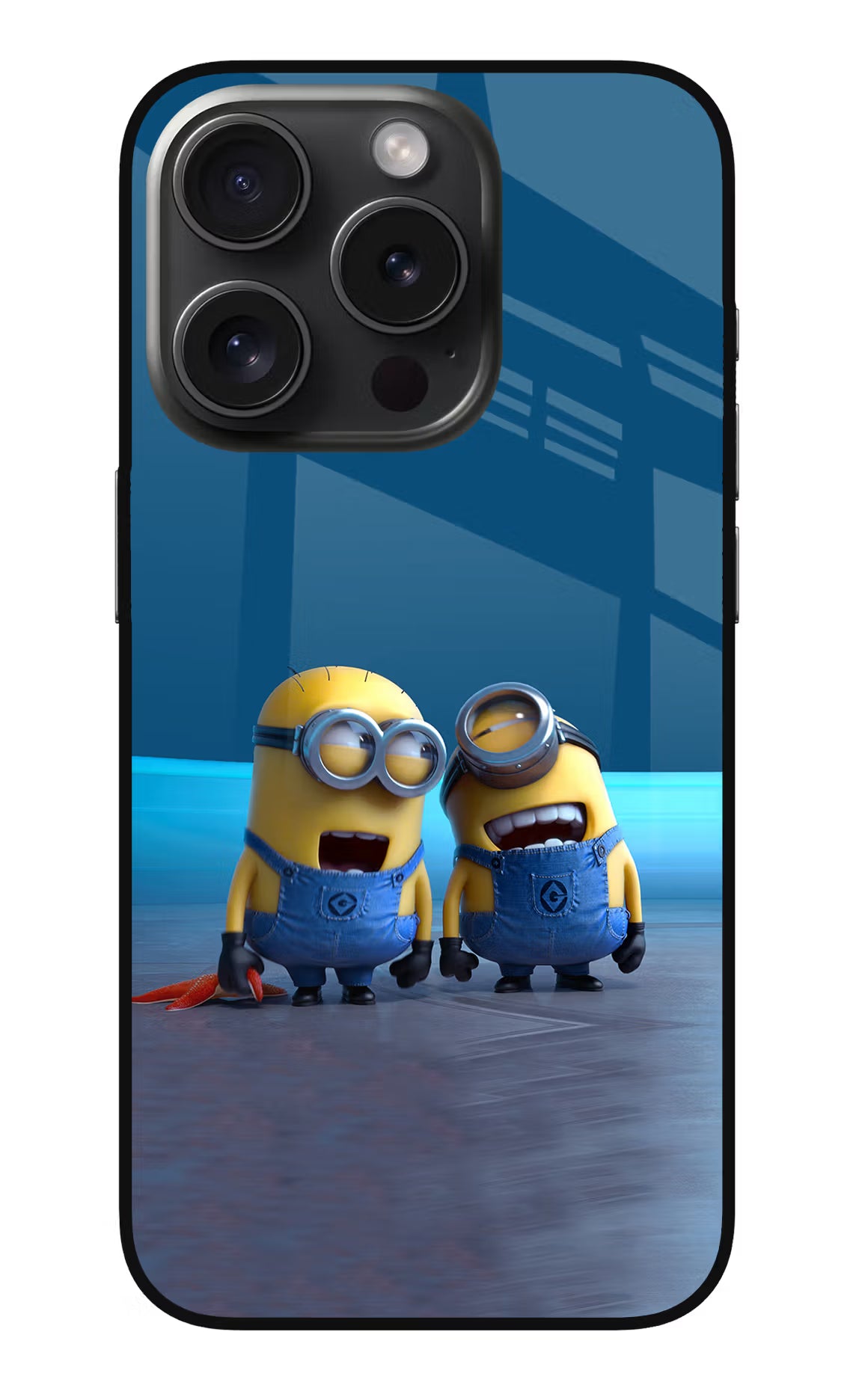 Minion Laughing iPhone 15 Pro Glass Case Back Cover by Casekaro