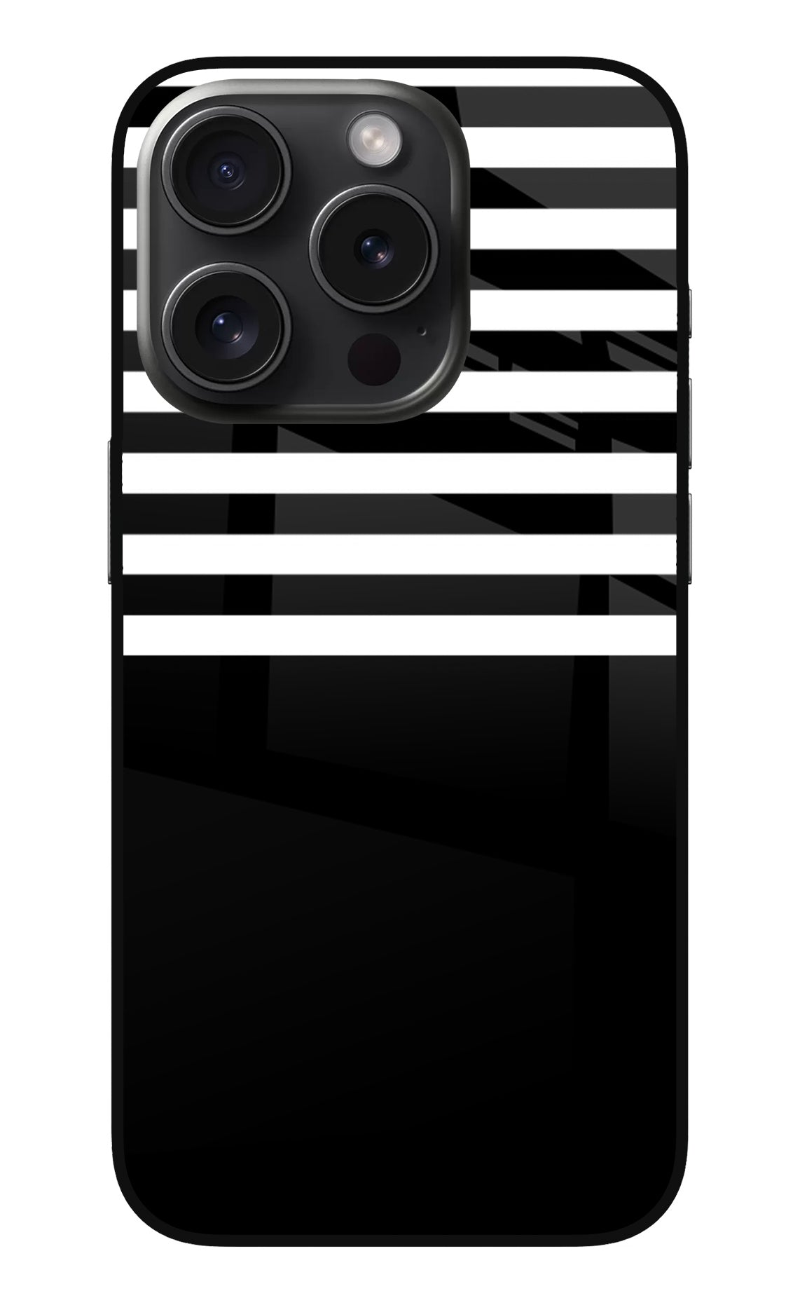 Black and White Print iPhone 15 Pro Glass Case