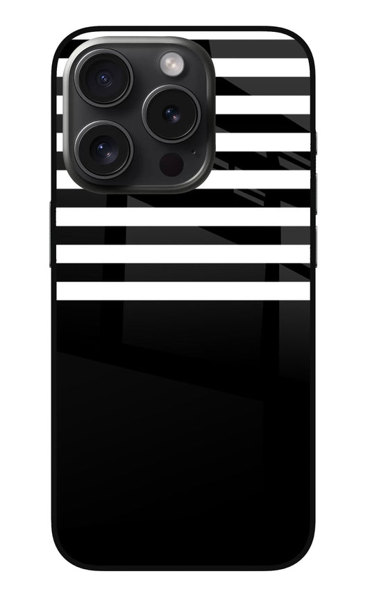 Black and White Print iPhone 15 Pro Glass Case