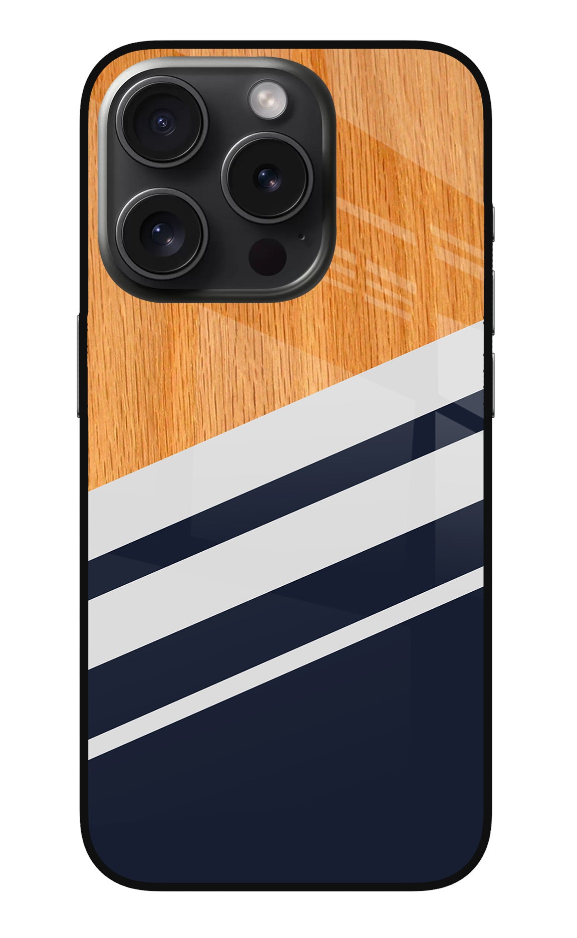 Blue and white wooden iPhone 15 Pro Back Cover