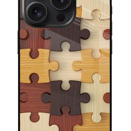 Wooden Puzzle iPhone 15 Pro Glass Case
