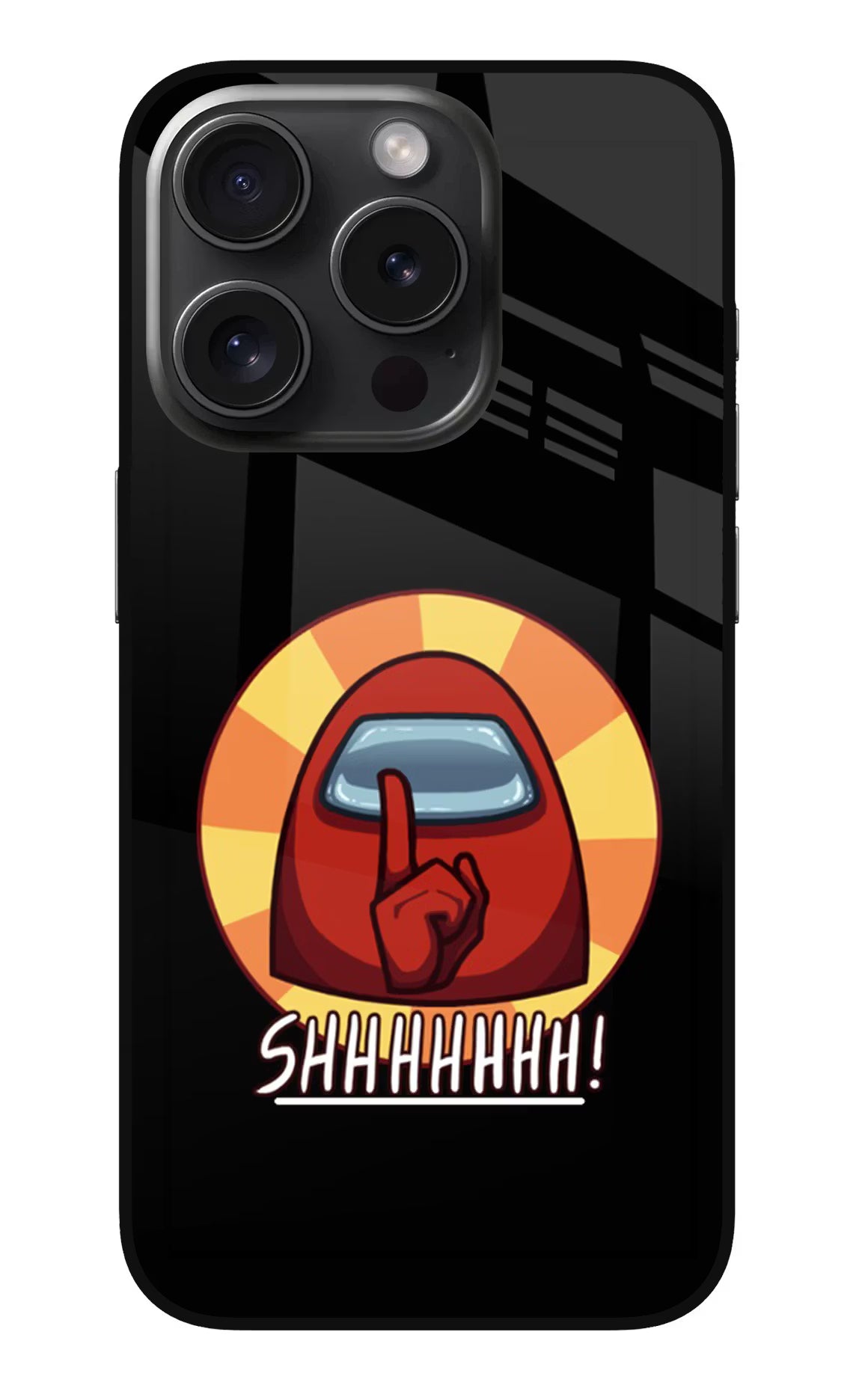 Among Us Shhh! iPhone 15 Pro Glass Case Back Cover by Casekaro