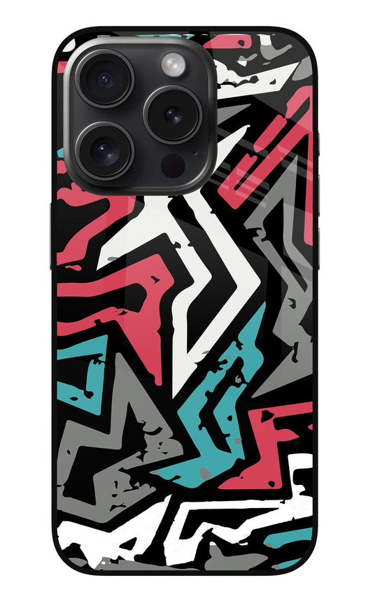 Geometric Graffiti iPhone 15 Pro Glass Case