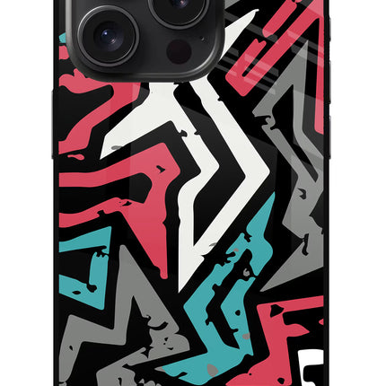 Geometric Graffiti iPhone 15 Pro Glass Case Back Cover by Casekaro