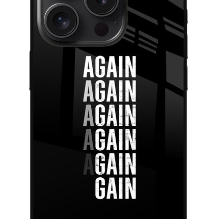 Again Again Gain iPhone 15 Pro Glass Case Back Cover by Casekaro