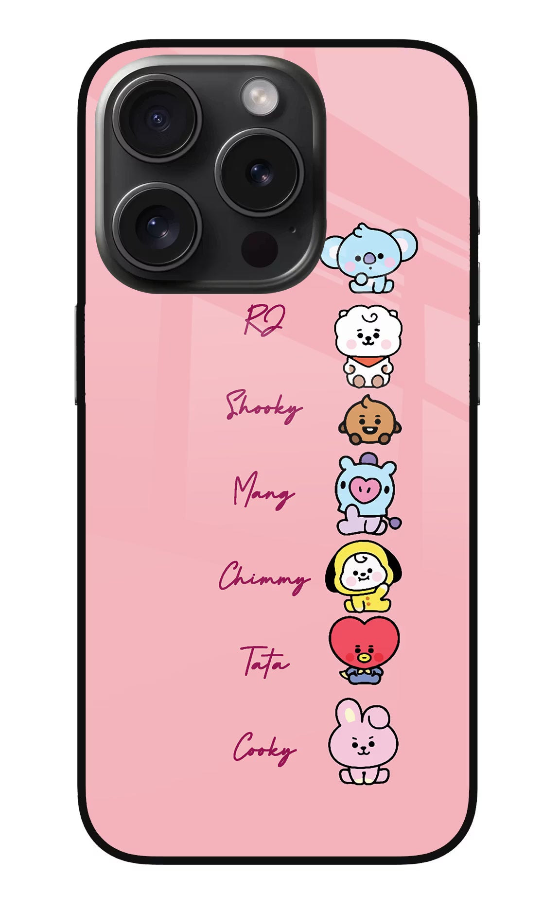 BTS names iPhone 15 Pro Glass Case Back Cover by Casekaro