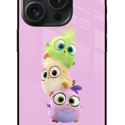 Cute Little Birds iPhone 15 Pro Glass Case Back Cover by Casekaro