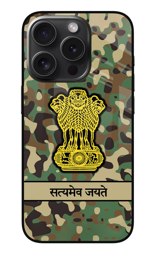Satyamev Jayate Army iPhone 15 Pro Glass Case
