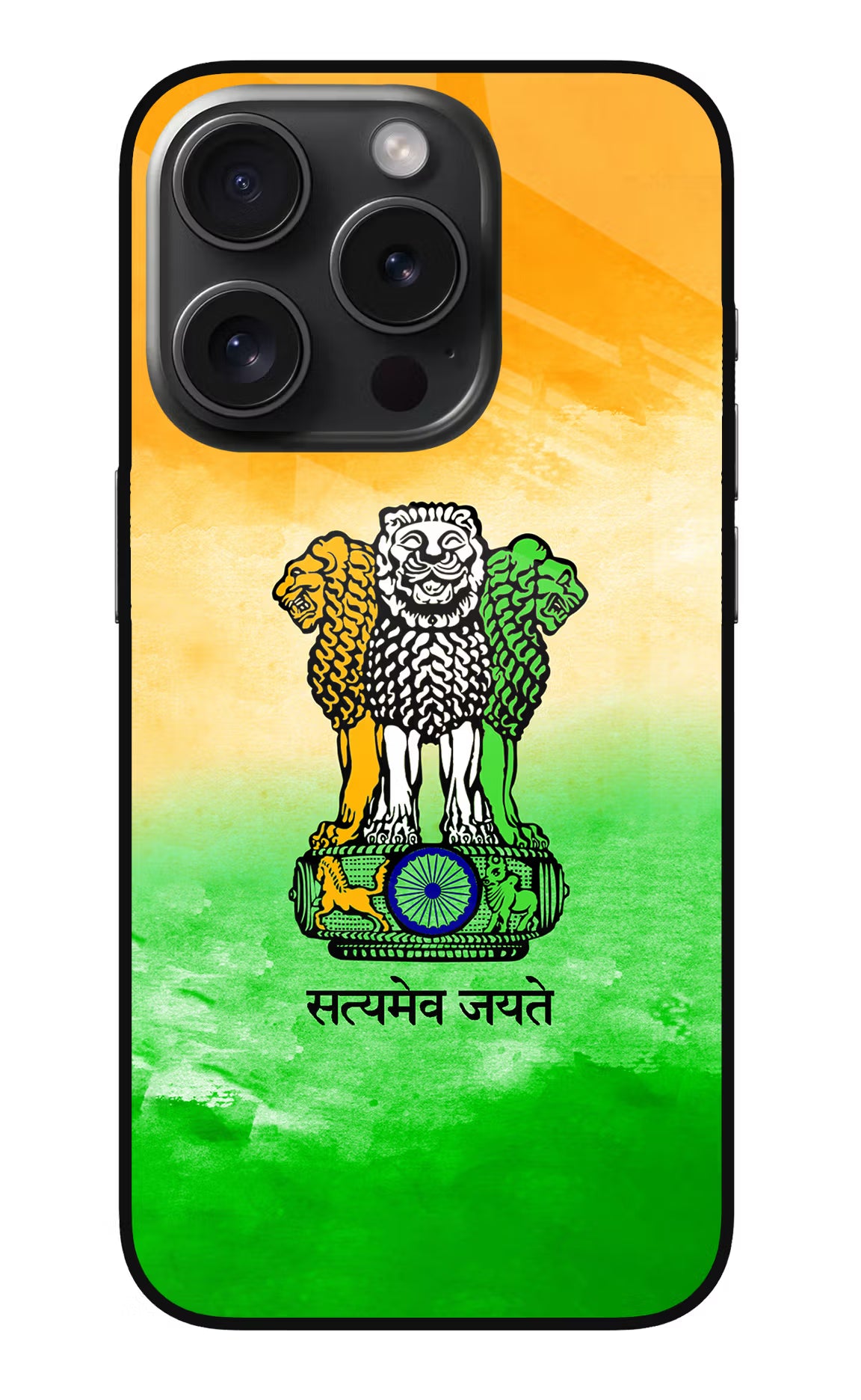 Satyamev Jayate Flag iPhone 15 Pro Glass Case Back Cover by Casekaro