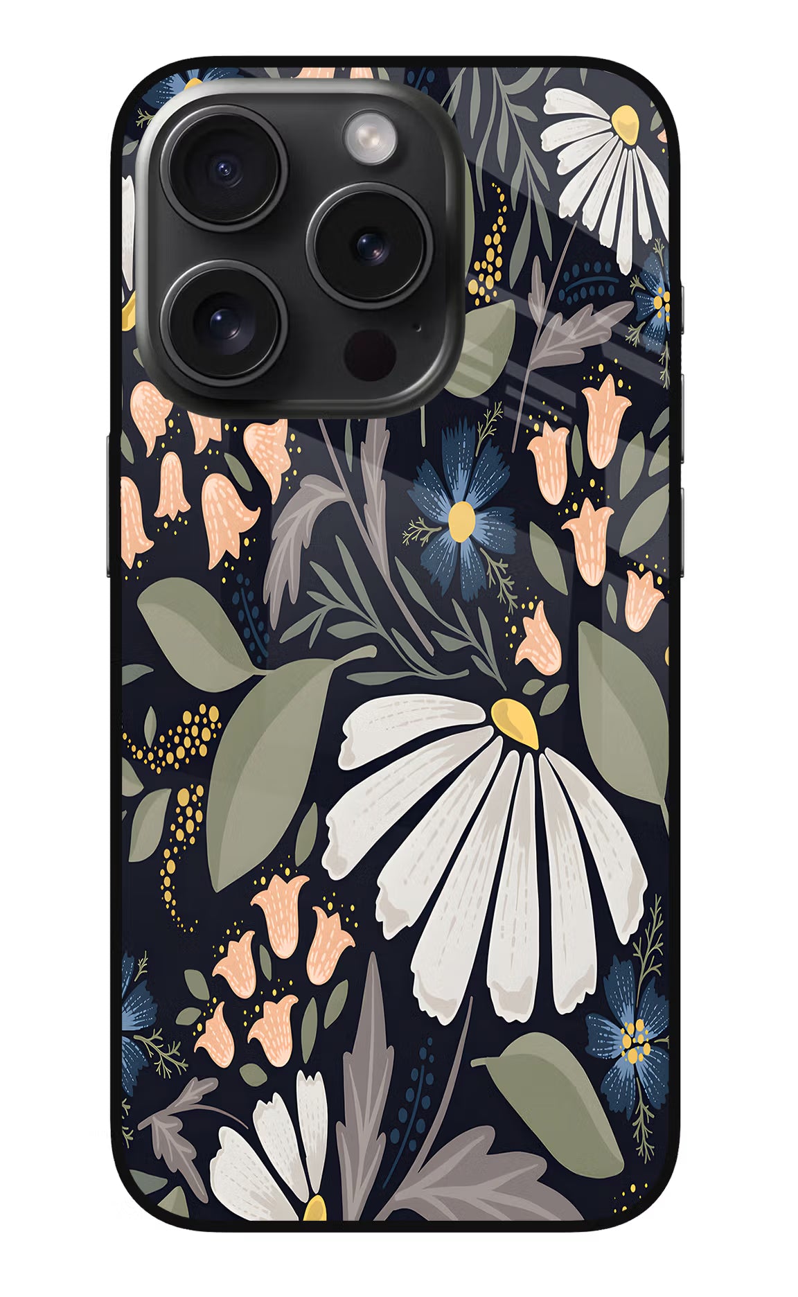 Flowers Art iPhone 15 Pro Glass Case Back Cover by Casekaro