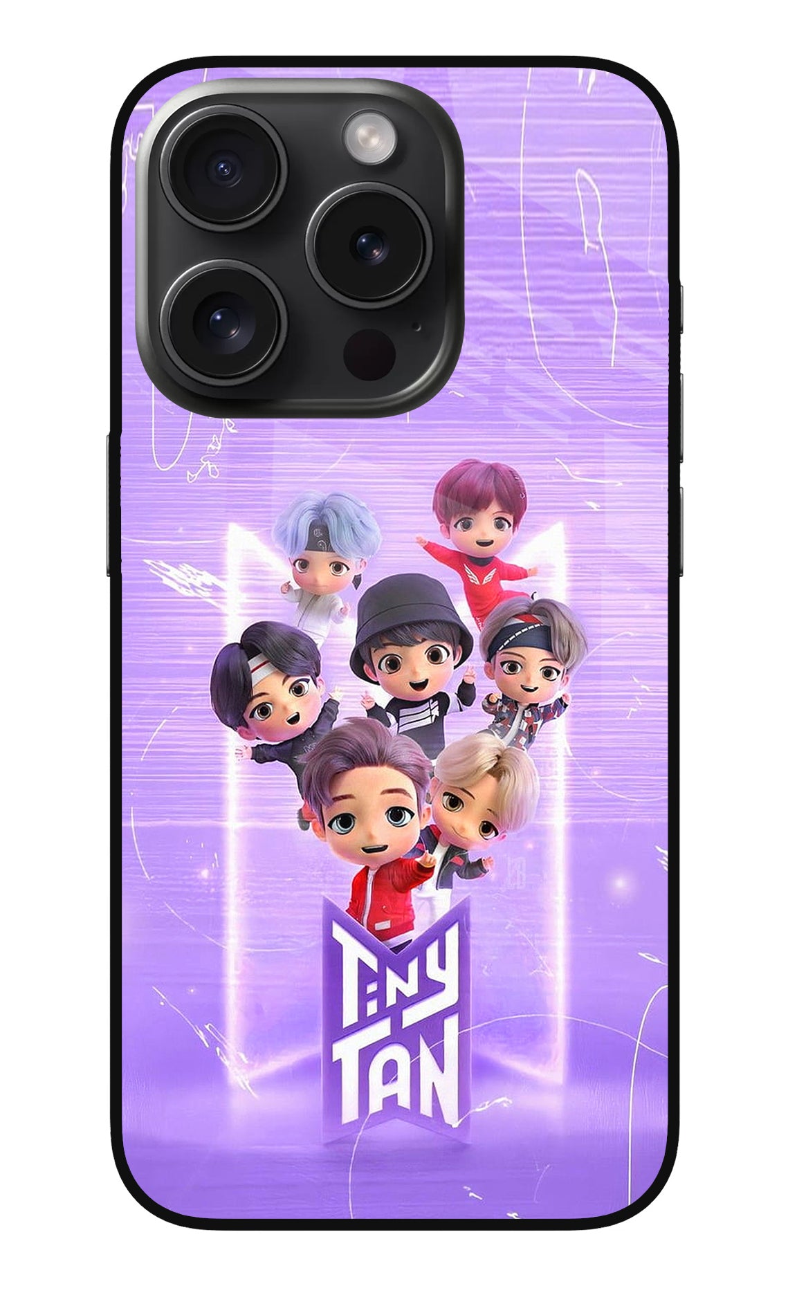 BTS Tiny Tan iPhone 15 Pro Glass Case