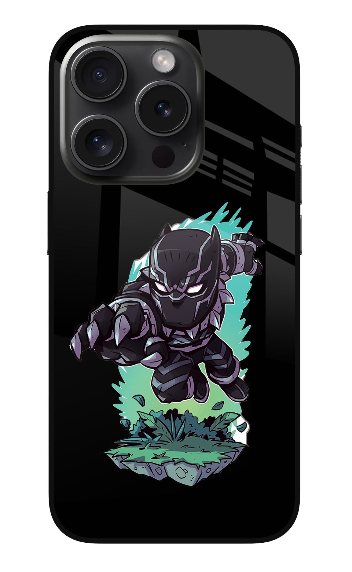 Black Panther iPhone 15 Pro Glass Case