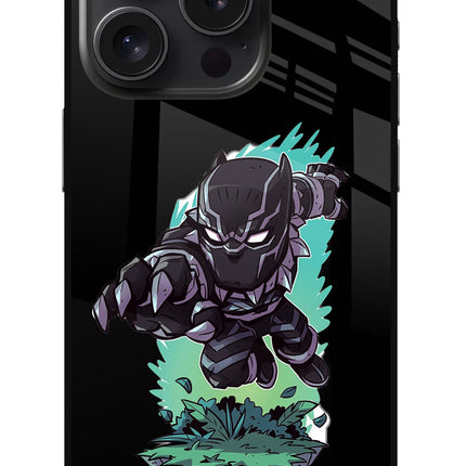 Black Panther iPhone 15 Pro Glass Case Back Cover by Casekaro