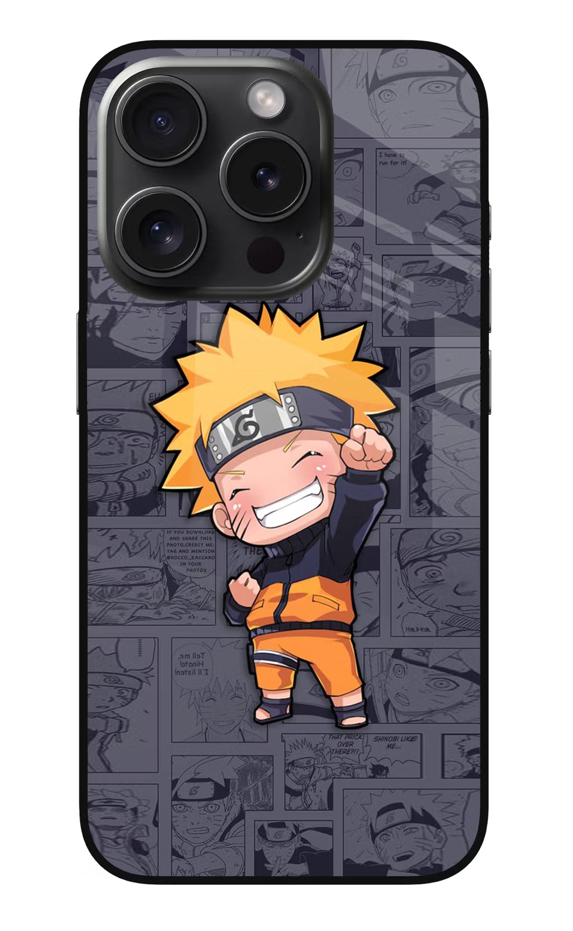 Chota Naruto iPhone 15 Pro Glass Case Back Cover by Casekaro