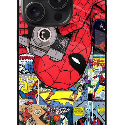 Spider Man iPhone 15 Pro Glass Case Back Cover by Casekaro