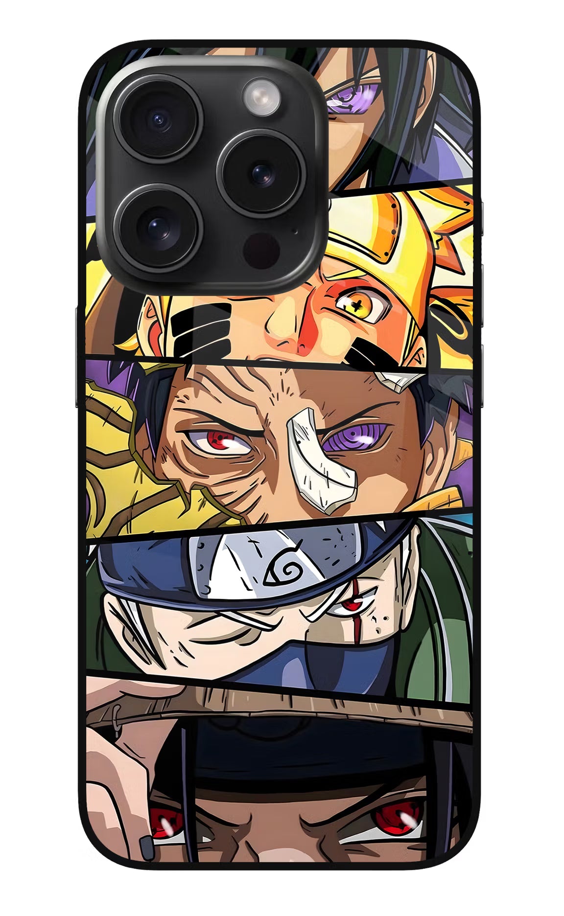 Naruto Character iPhone 15 Pro Glass Case Back Cover by Casekaro