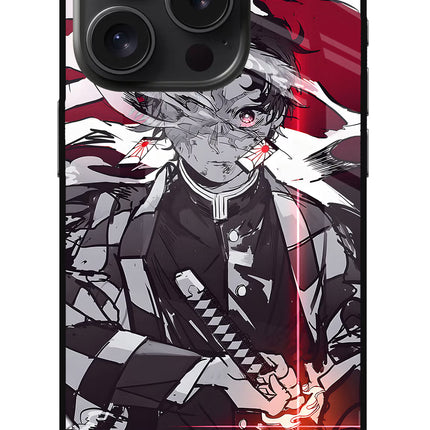 Demon Slayer iPhone 15 Pro Glass Case Back Cover by Casekaro