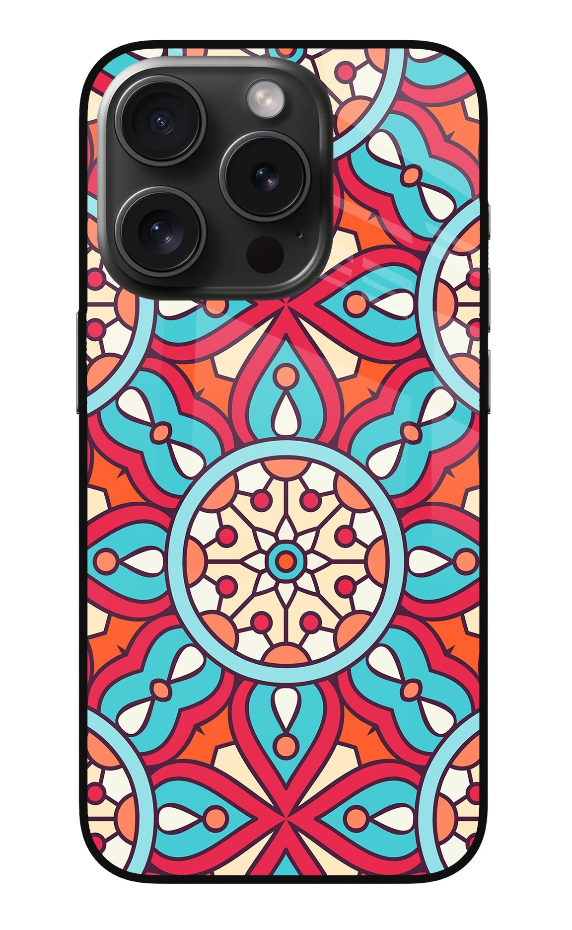 Mandala Geometric iPhone 15 Pro Glass Case