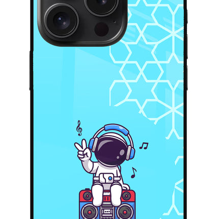 Cute Astronaut Chilling iPhone 15 Pro Glass Case