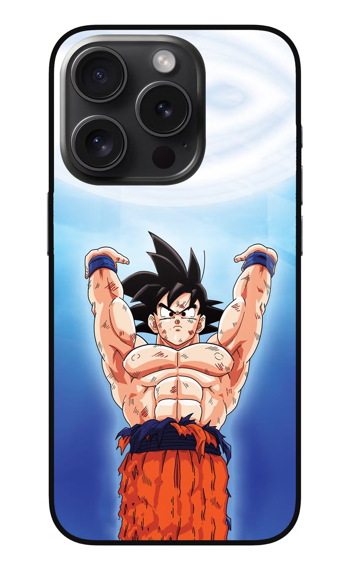 Goku Power iPhone 15 Pro Glass Case Back Cover by Casekaro