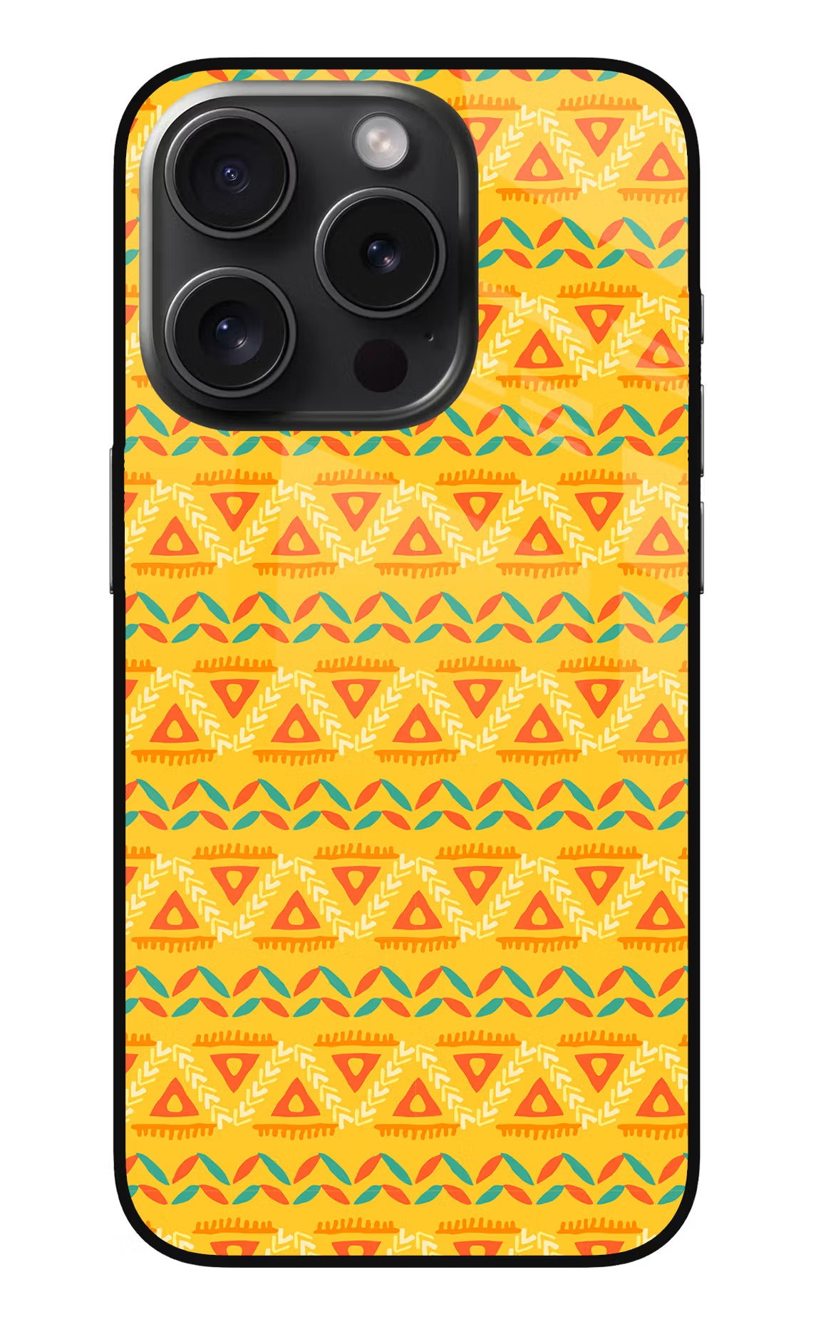 Tribal Pattern iPhone 15 Pro Glass Case Back Cover by Casekaro