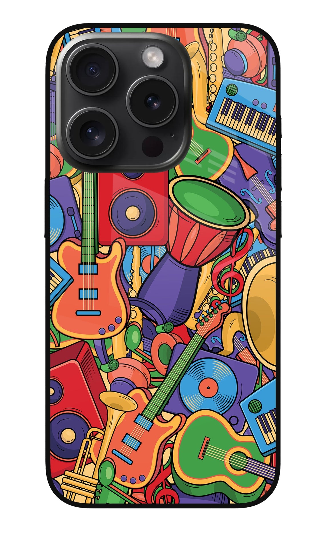 Music Instrument Doodle iPhone 15 Pro Back Cover