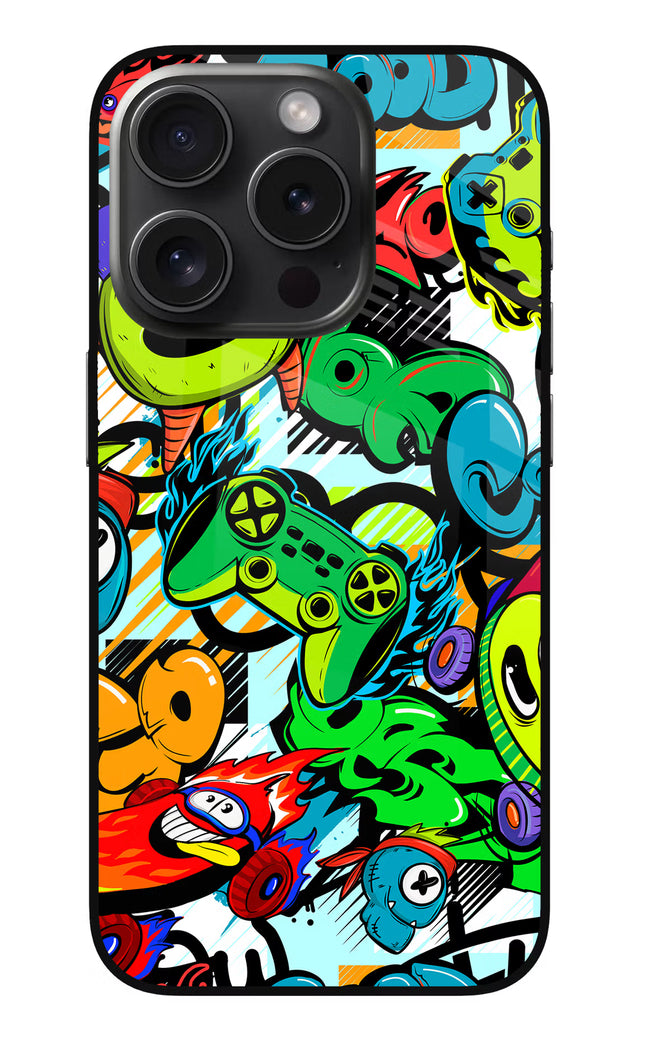 Game Doodle iPhone 15 Pro Glass Case