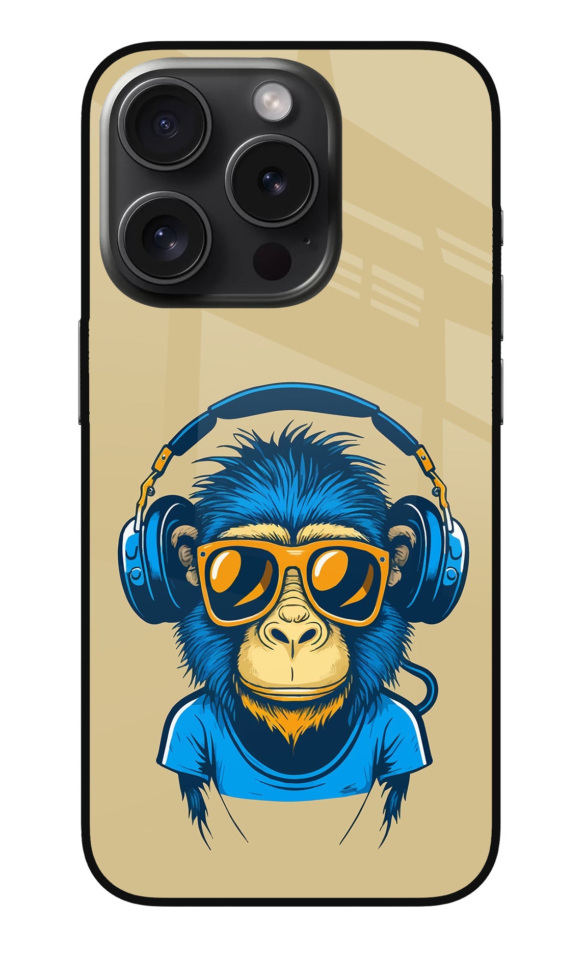 Monkey Headphone iPhone 15 Pro Glass Case