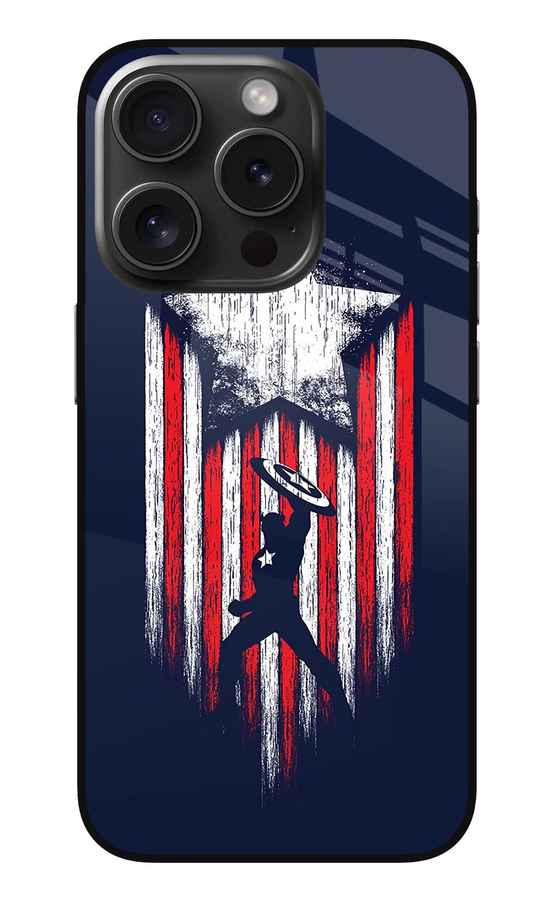 Captain America Marvel Art iPhone 15 Pro Glass Case Back Cover by Casekaro
