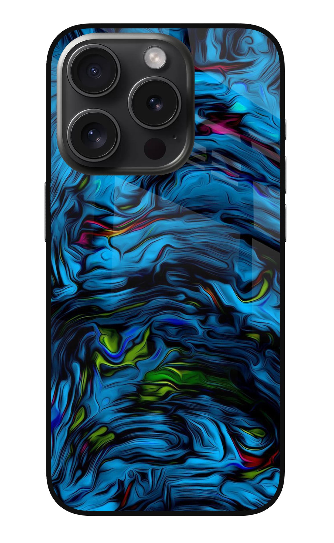 Dark Blue Abstract iPhone 15 Pro Glass Case