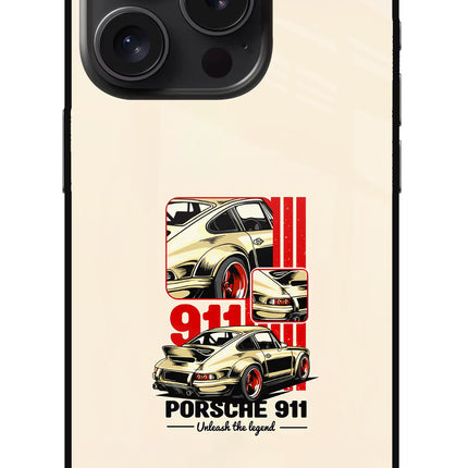 Classic Porsche 911 iPhone 15 Pro Glass Case Back Cover by Casekaro