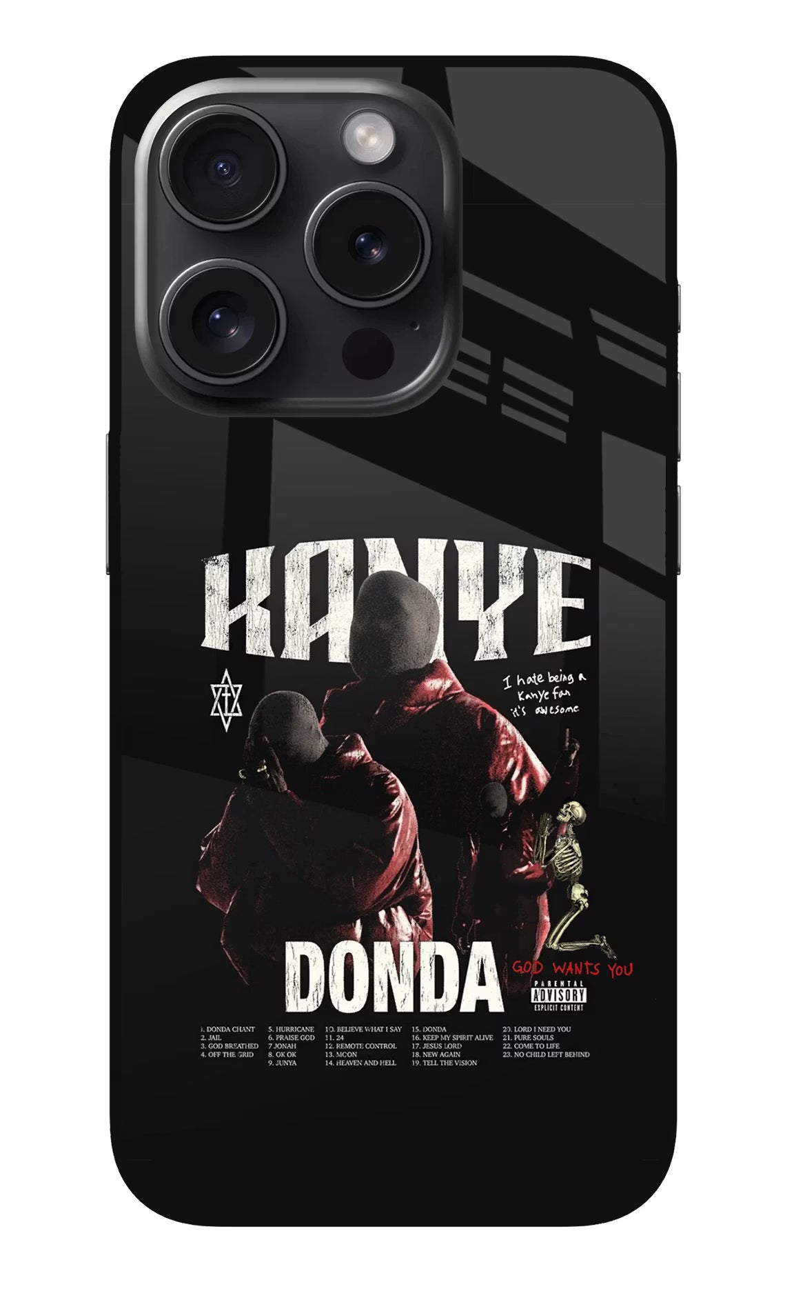 Donda Kanye West iPhone 15 Pro Glass Case Back Cover by Casekaro
